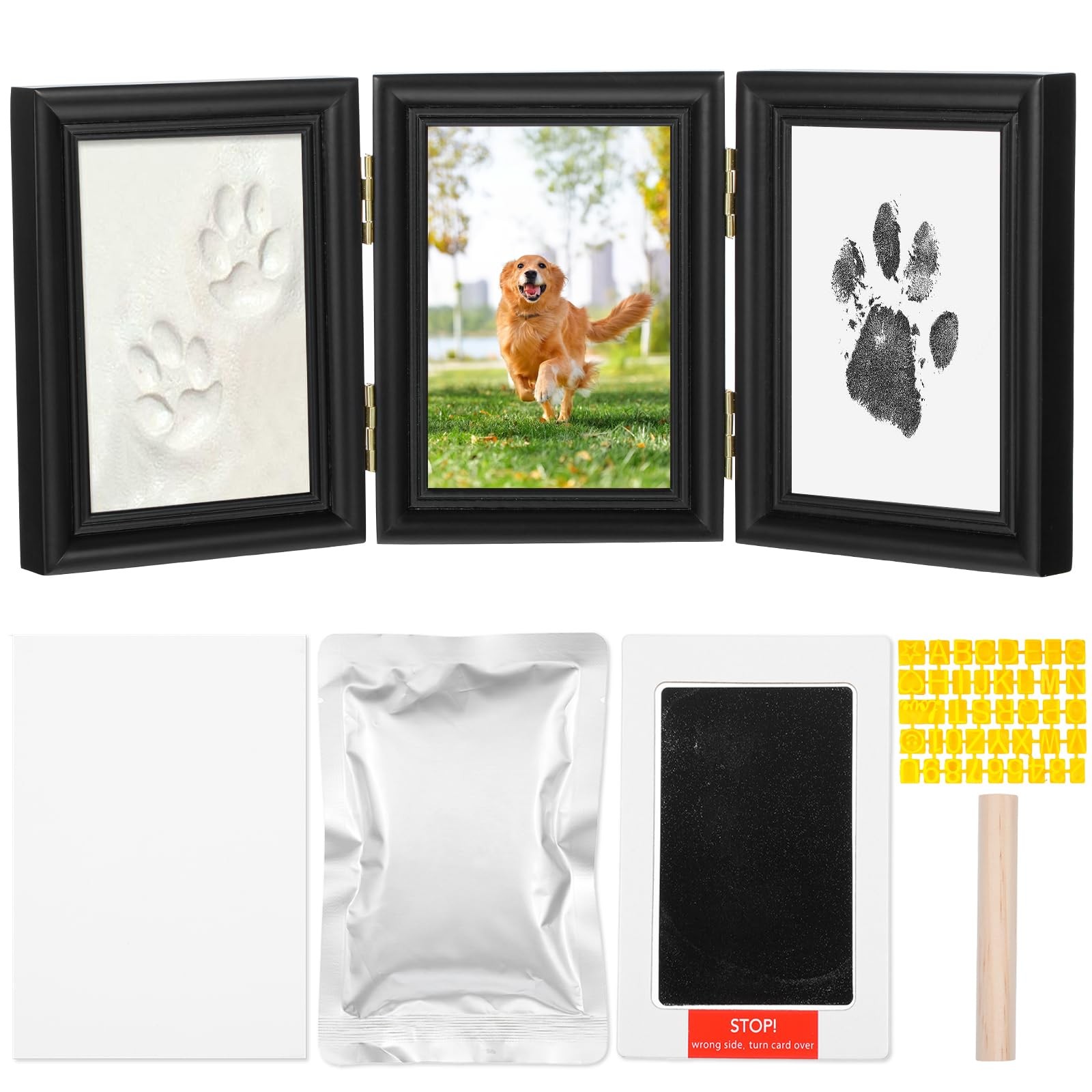 Ink&Clay Paw Print Kit Keepsake,Inkless Ink Pad & Soft Clay for Dogs/Cats Paw…