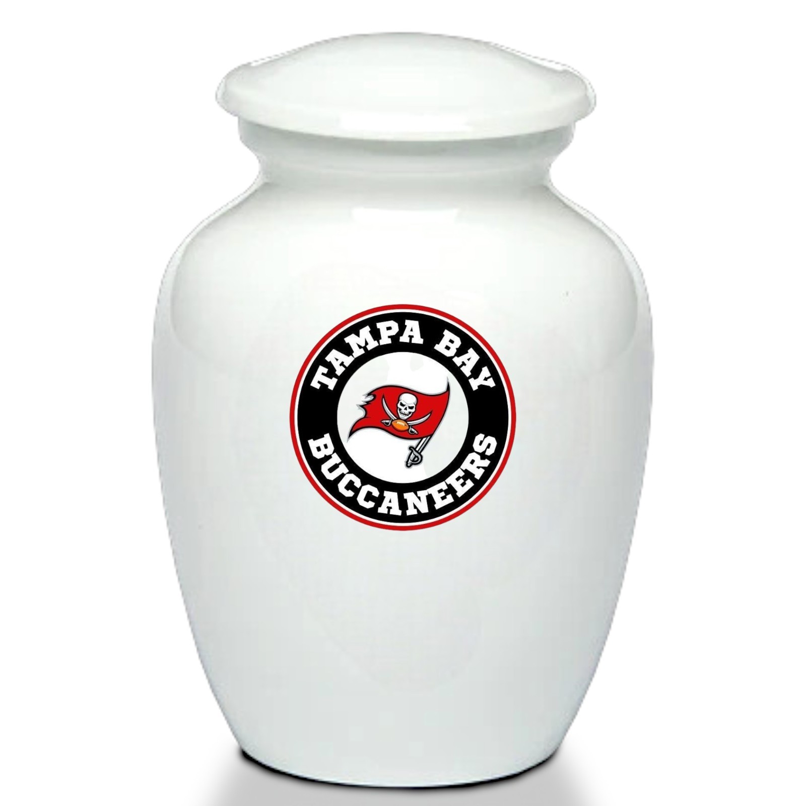 Tampa Bay Football Style Cremation Urn Adult Ashes White Metal 8 Inch Urns