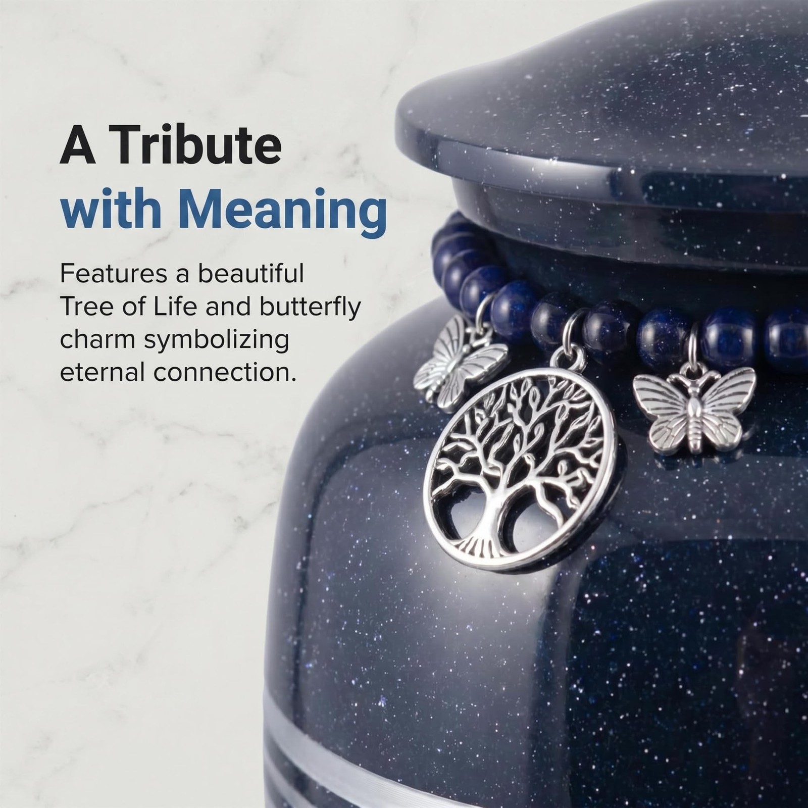 Cremation Urns for Human Ashes Adult Female/Male— Midnight Blue Metal Urn