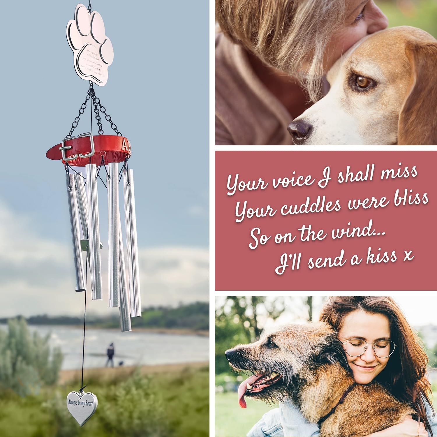 Pet Memorial Wind Chimes – 19″ Rainbow Bridge Pet Memorial Gifts, Thoughtful …