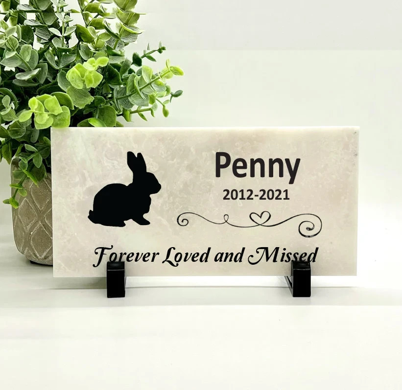 Rabbit Memorial – Personalized Pet Memorial Stone- Bunny Loss sympathy Gift