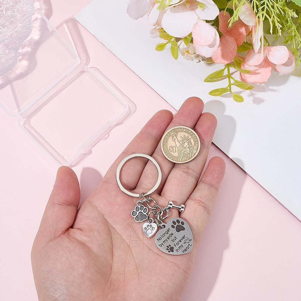1 Box Dog Memorial Keychain Pet Memorial Gifts Silver Stainless Steel No Longer