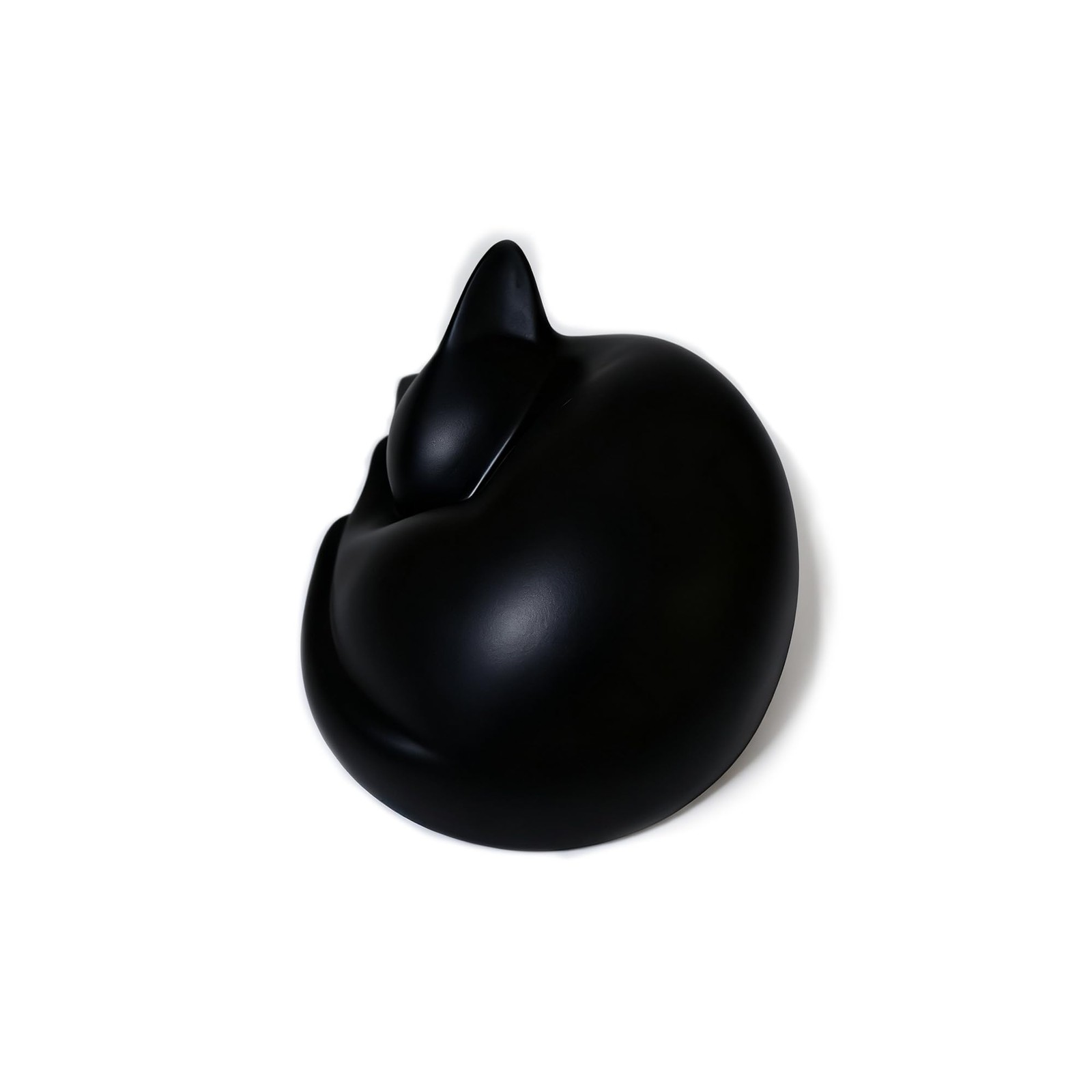 Sleeping Cat Urn for Ashes with Paw Print Kit, Capacity 0.5L, Carefully Black