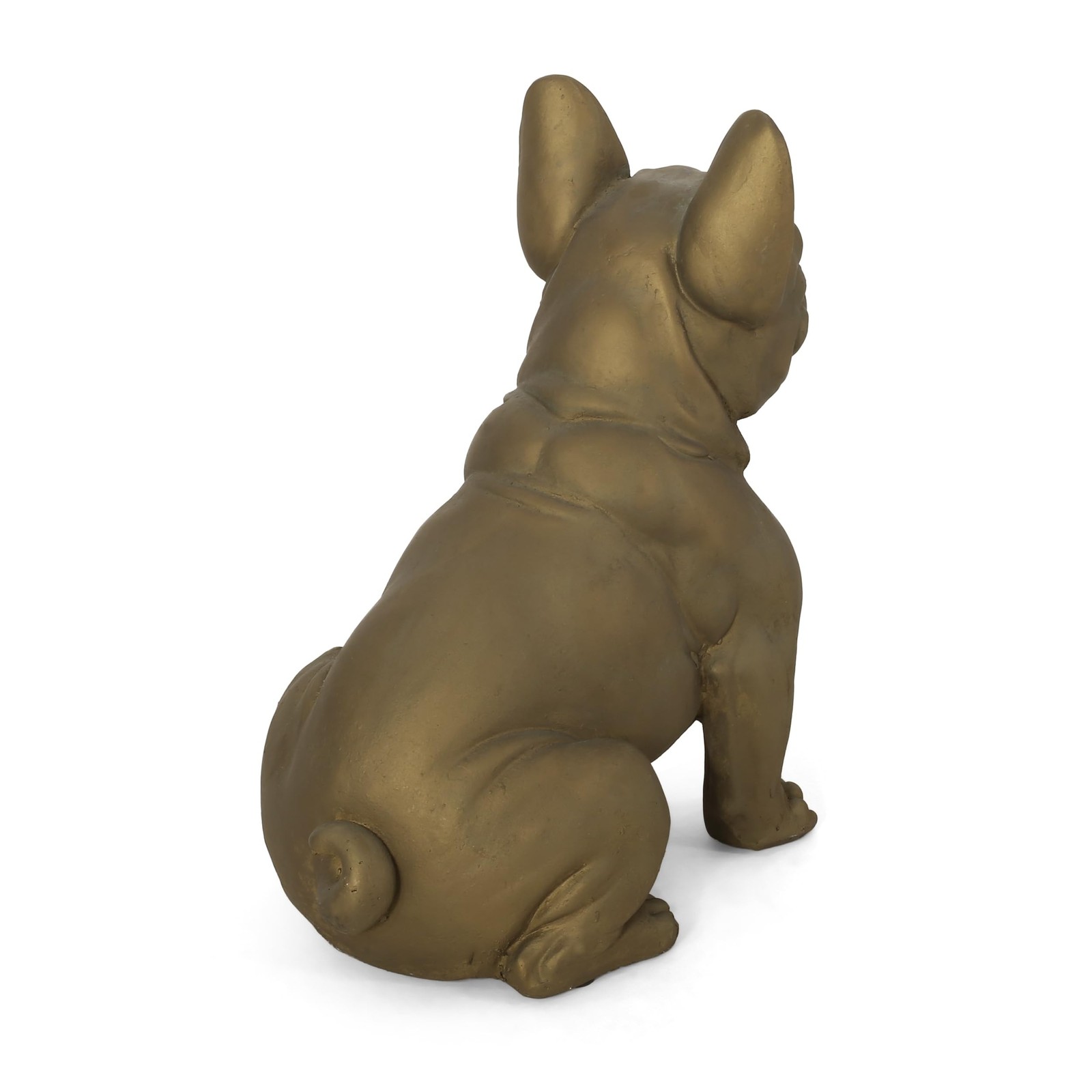 Merax French Bulldog Garden Statue – Outdoor Cast Stone Decor, Rustic Gold Fi…