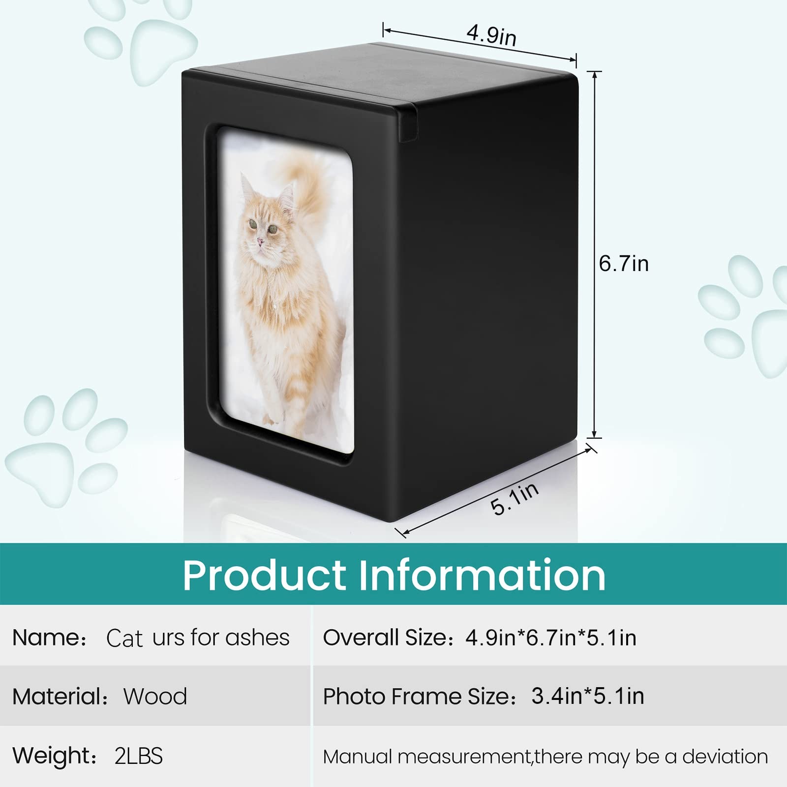 Cuodia:Pet Cremation Box with Photo Frame,Cat urns for Ashes,Pet Urns, Cat Cr…