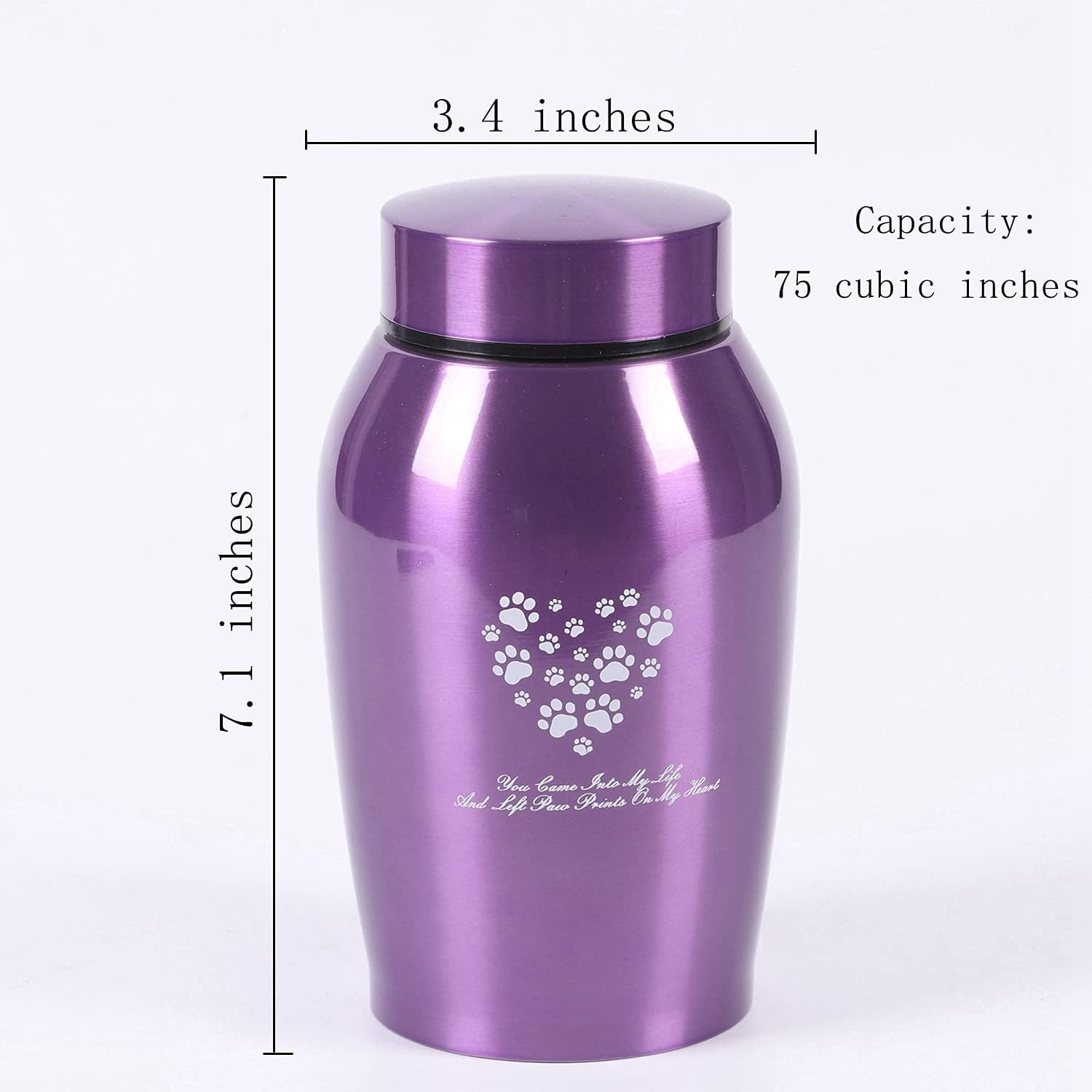 Stainlee Steel Pet Urns,Paws Engraved Dog Urn for Ashes,Cat Creamtion Urn for As