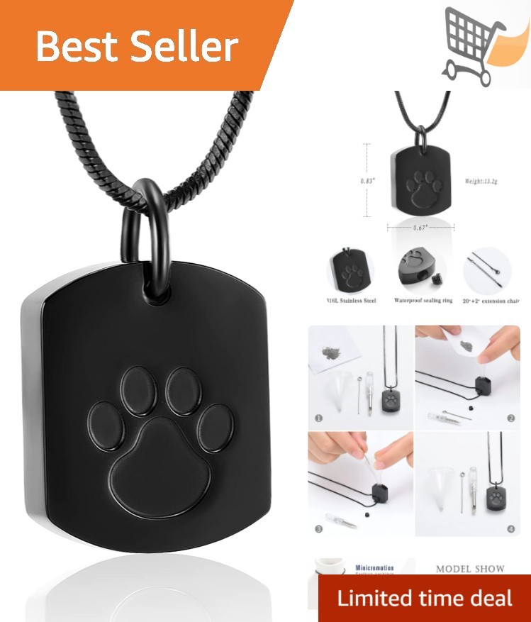 Pet Cremation Jewelry Urn Necklace Stainless Steel Keepsake for Ashes
