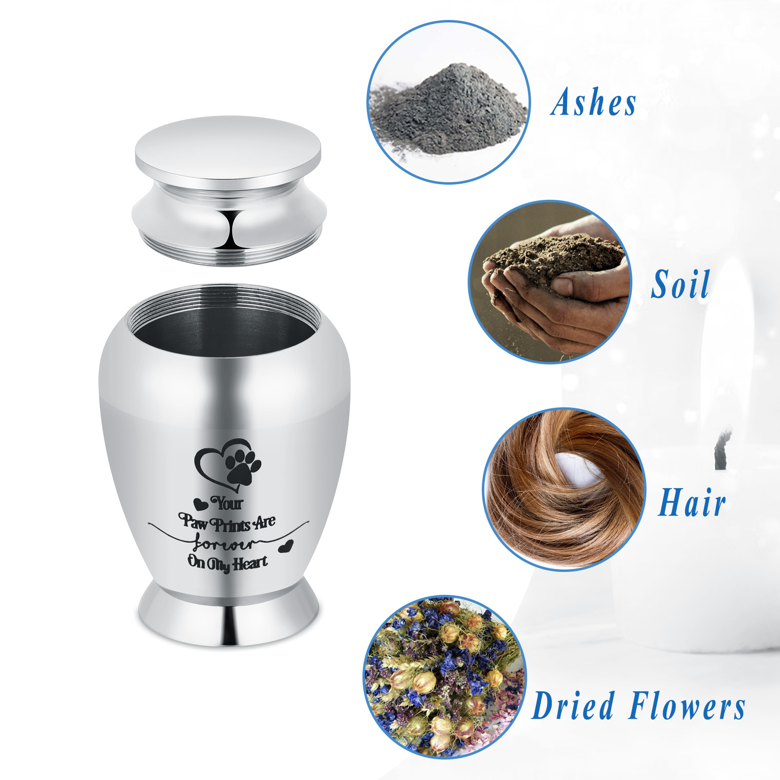 Pet Paw Print Urn for Ashes Cremation Urn for Ashes Keepsake Urn for Pet Ashes