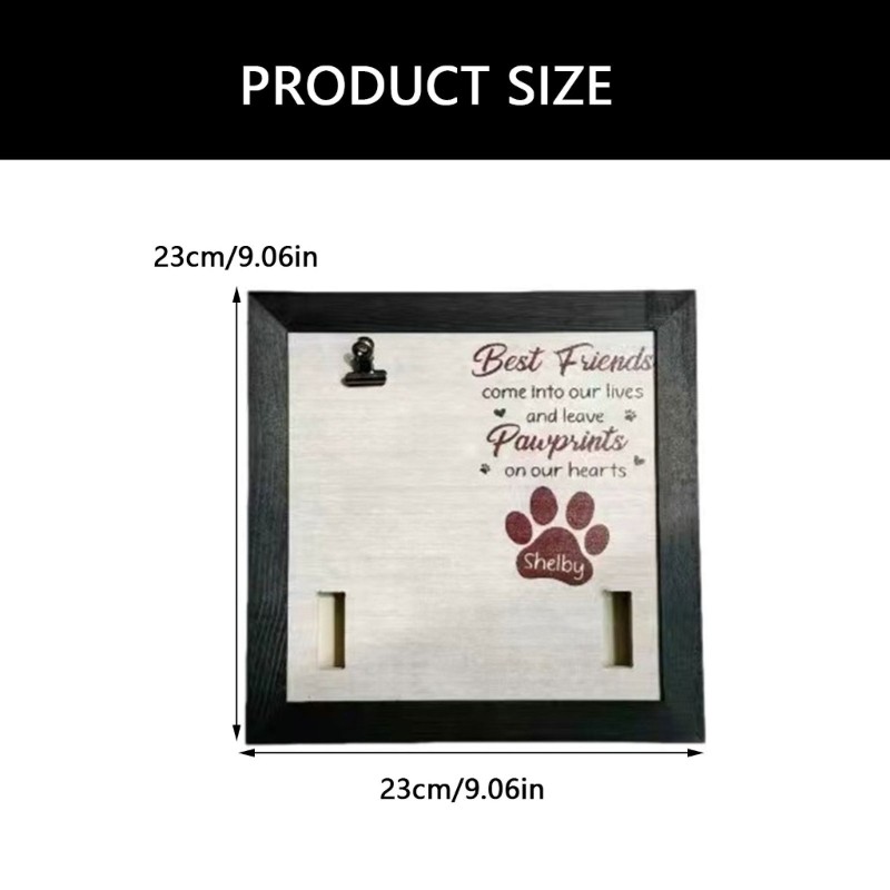 Pet Memorial Frame 9x9Inch for Dog Cats Photo Display with Collar Holder Gift