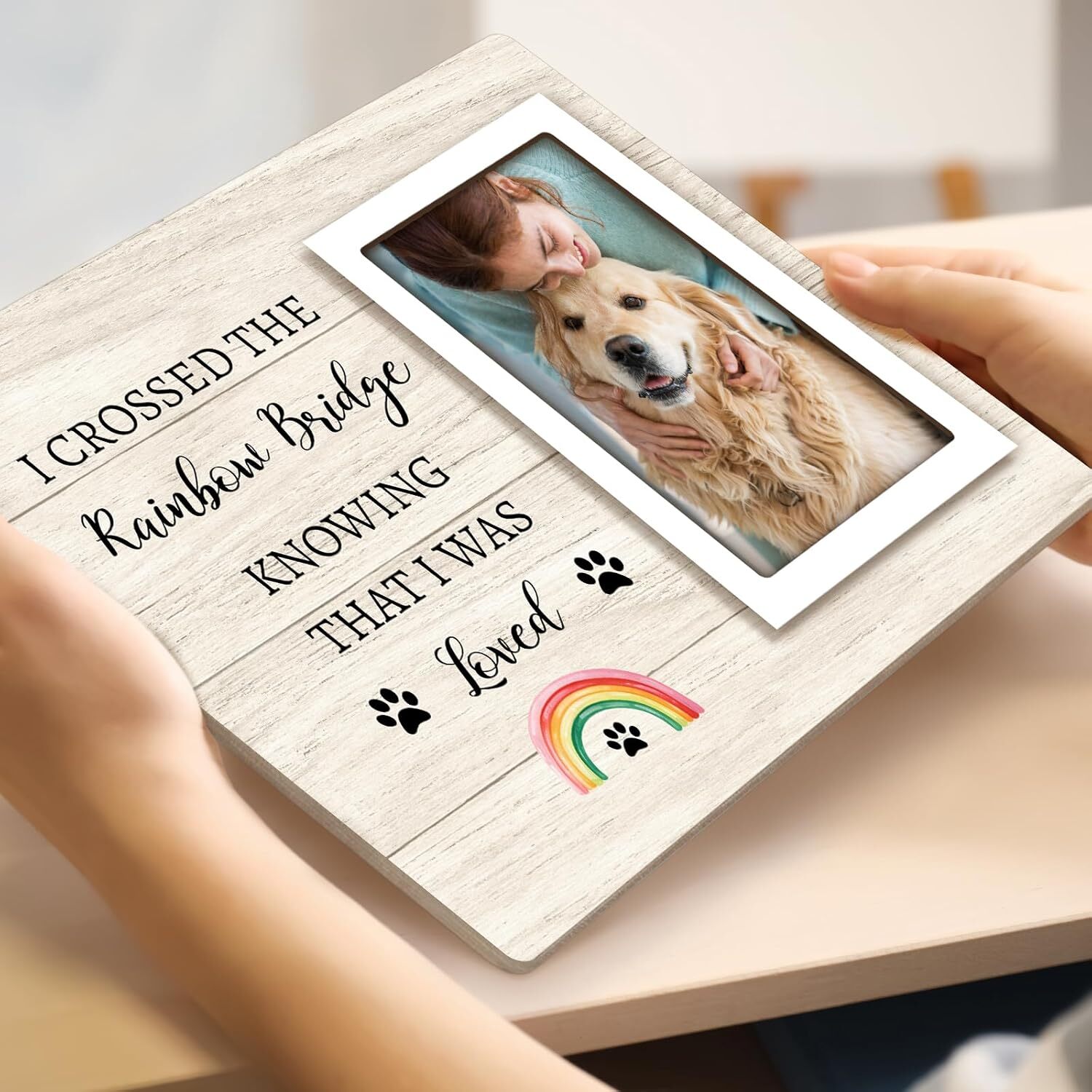 Rainbow Bridge Pet Memorial Gifts Picture Frame – Dog Memorial Gifts for Loss