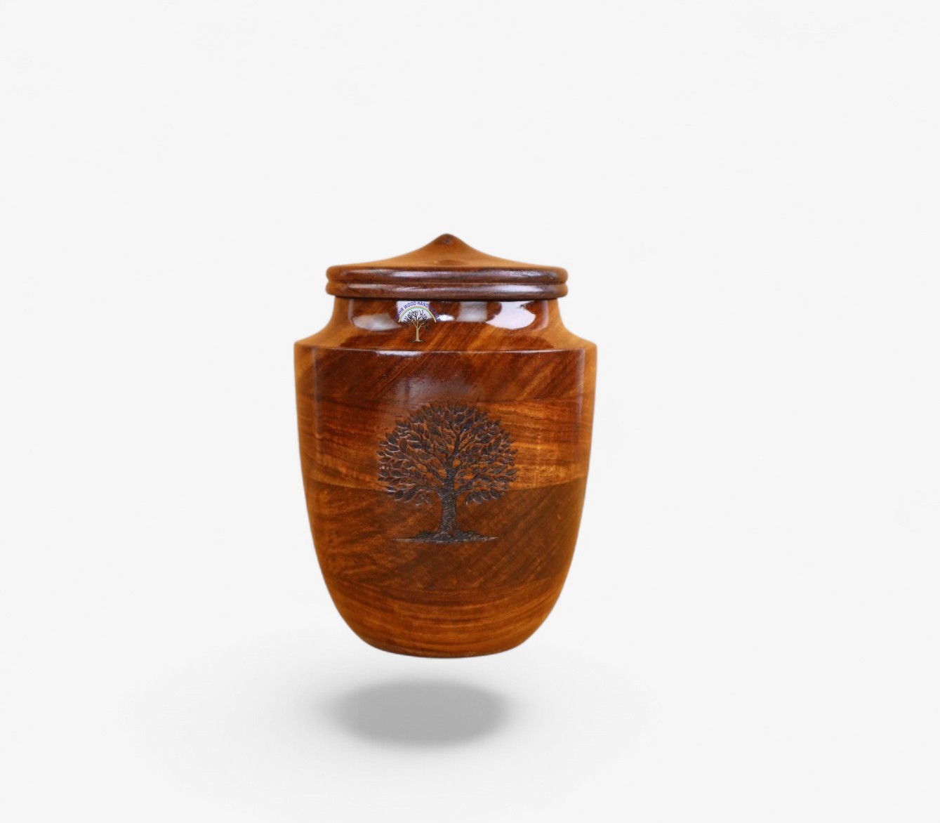 Handcrafted Rosewood Cremation Urn – Tree of Life Engraved Wooden Funeral Urn