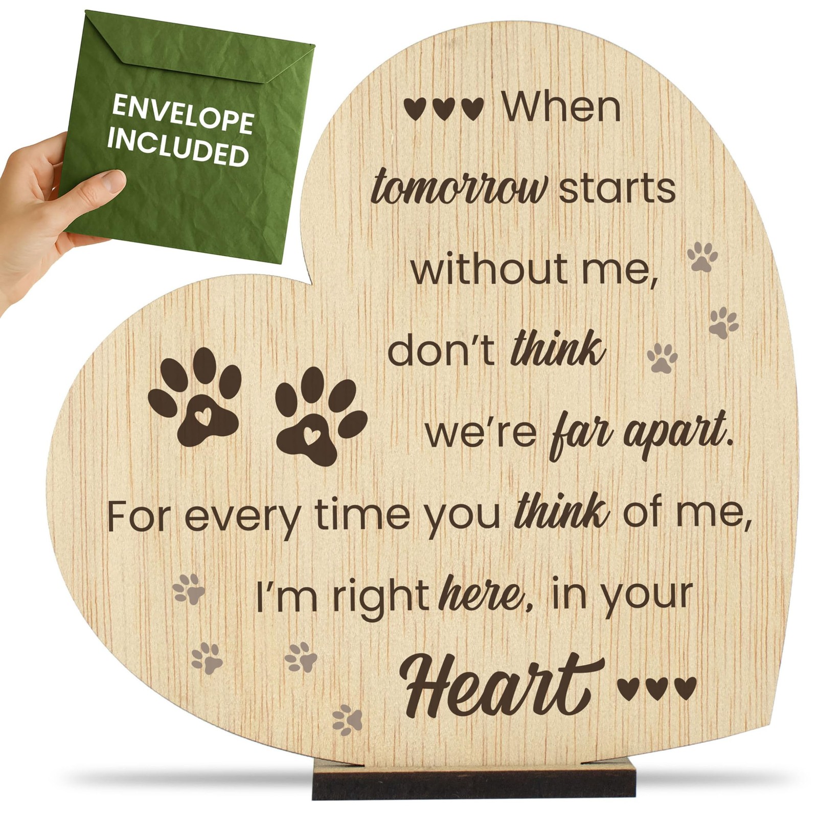 Pet Memorial Plaque for Loss of Dog or Cat Wooden Sympathy Sign in Loving Mem…