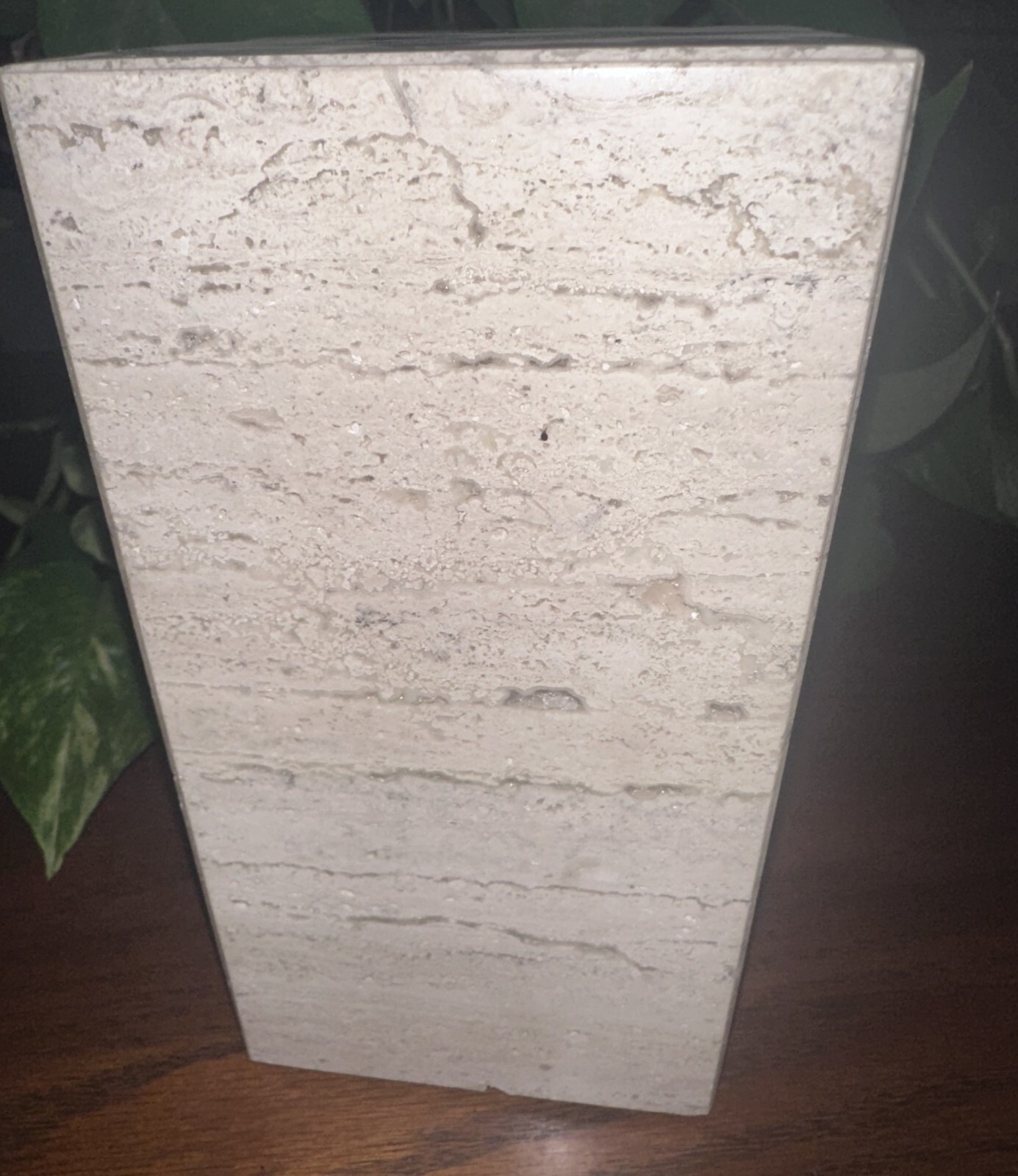 Natural light travertine marble rectangle pet urn memorial dog cremains handmade