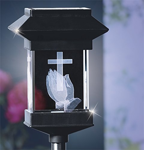 14in Solar Led Memorial 3d Crystal Light – Praying Hands By Jumbl