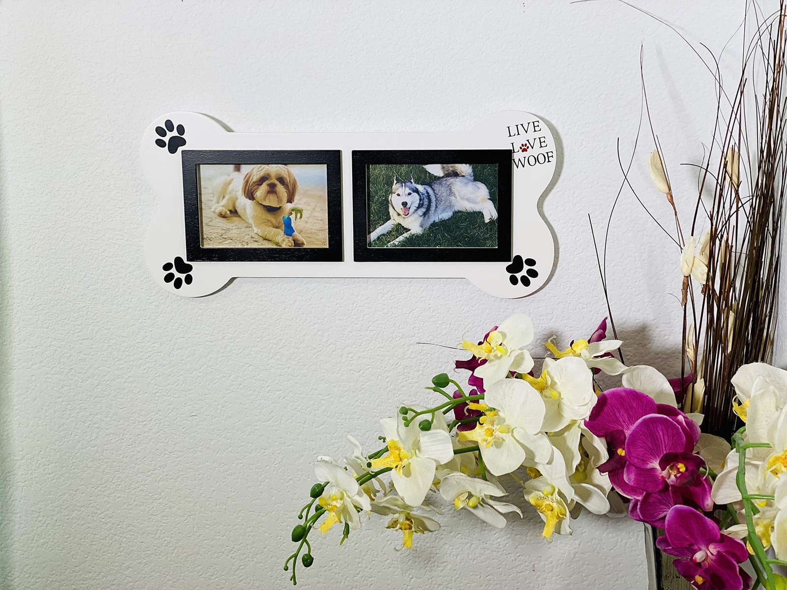 3Mazings Dog Collage Picture Frame 4X6 Pet Photo Frames White Dogs Photos Bone