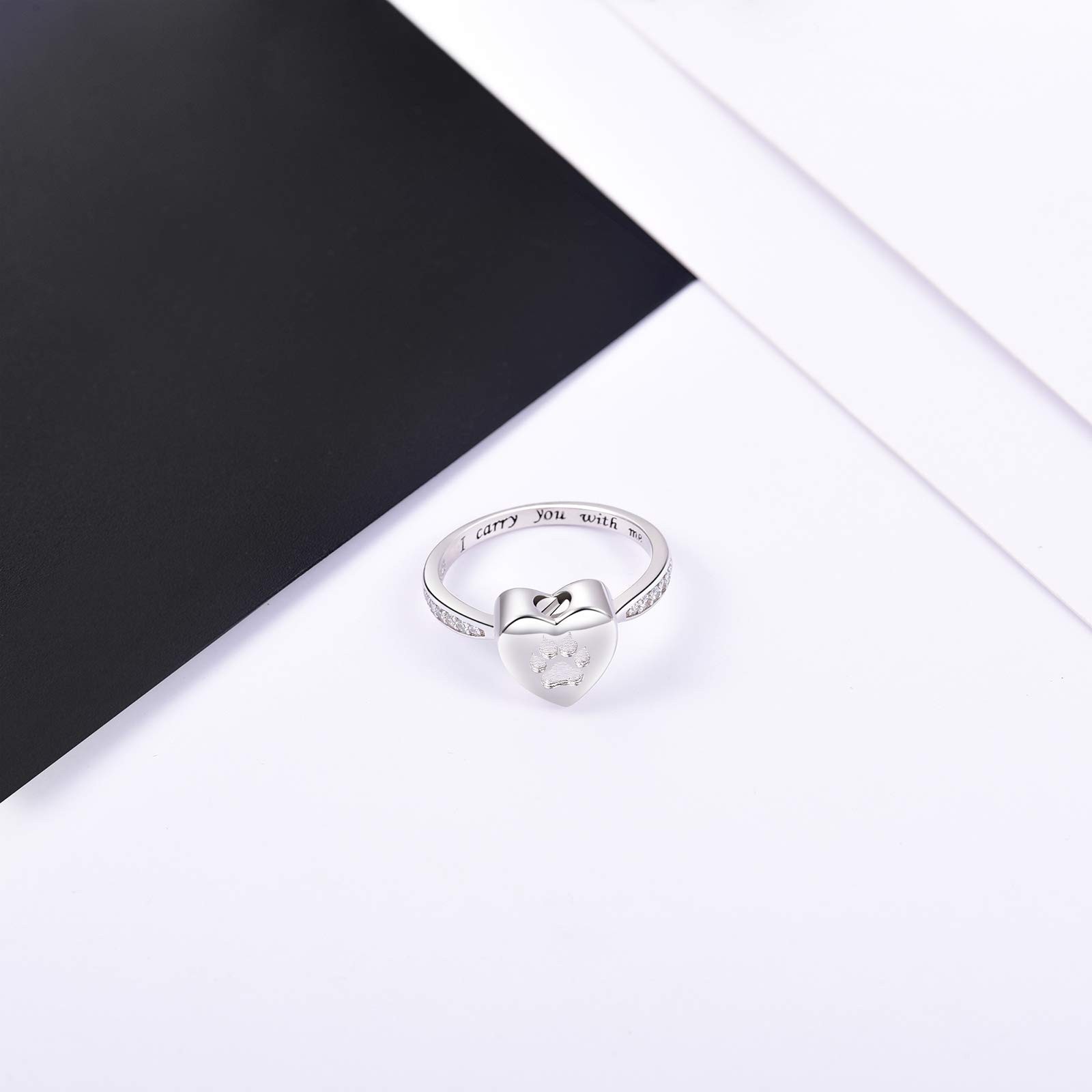 Fookduoduo 925 Sterling Silver Paw Print Urn For Ashes I Carry You Me Cremation