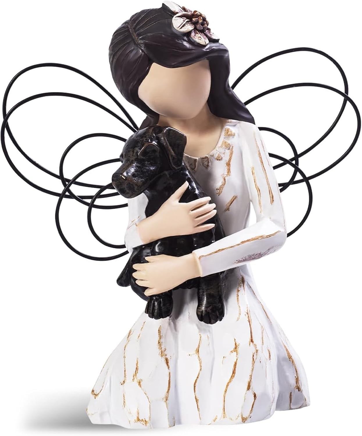 Dog Memorial Gift, Angel Statue Condolence Gift (Black)