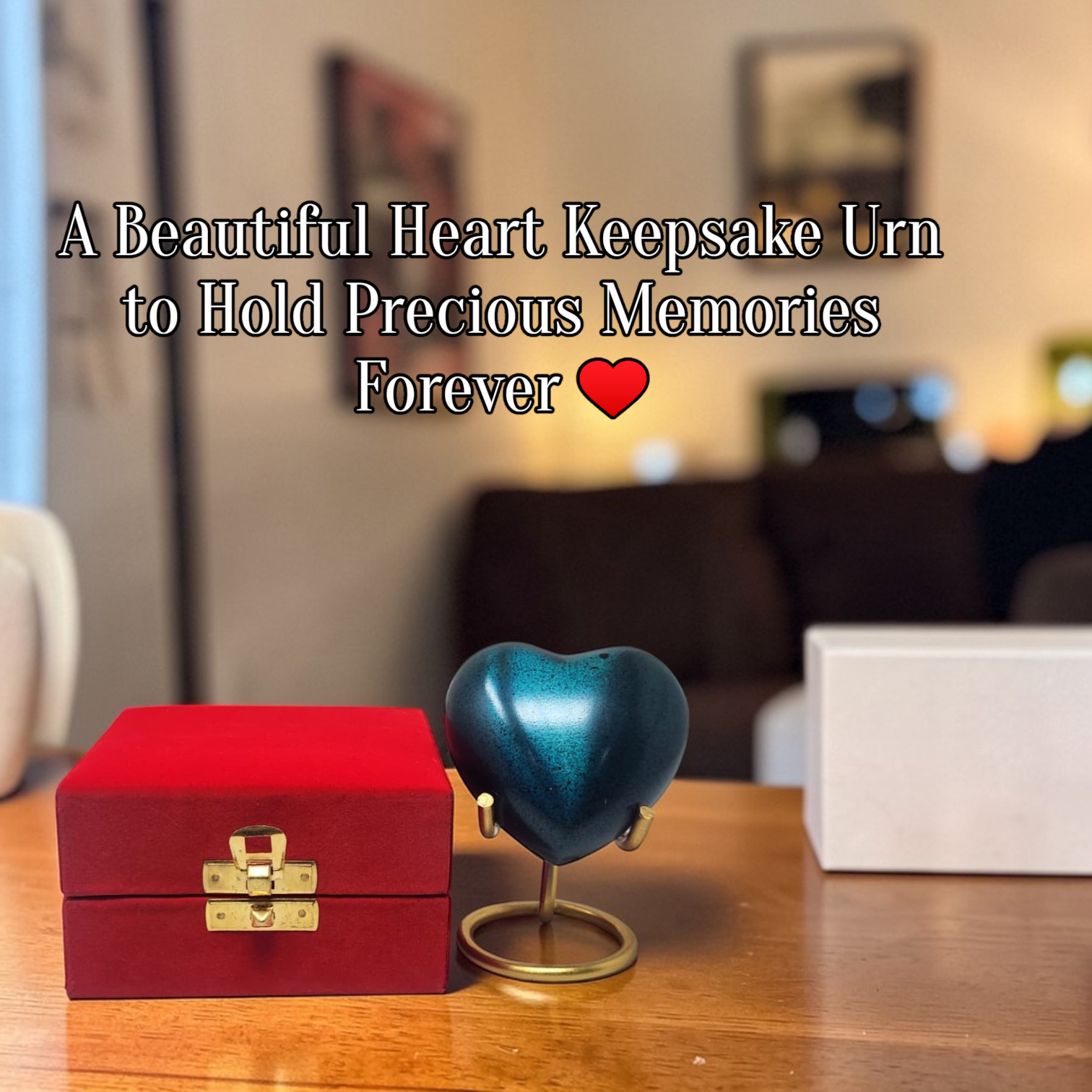 Personalized Mini Heart Cremation Urn for Ashes with Stand Velvet Box