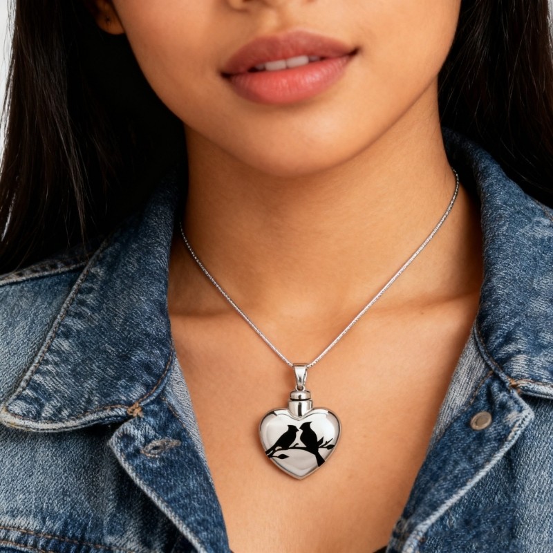 Personalizeds Dog/Cats Cremation Jewelry Heart-Shape Pendants Urn Necklaces Gift