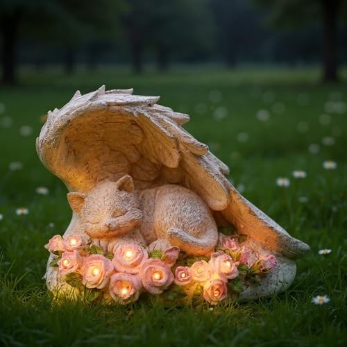 Cat Pet Memorial Stones Outdoor Statue, A Sleeping Cat Memorial Stone Grey