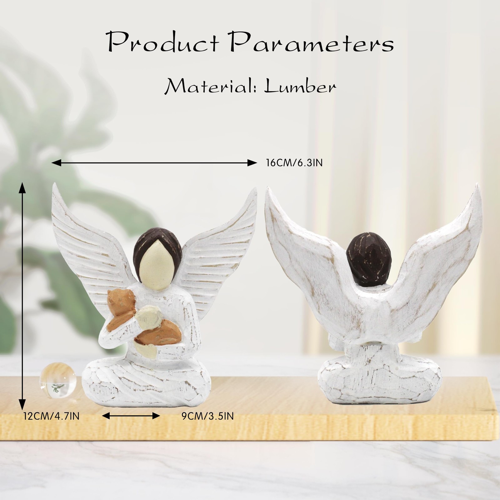 Wooden Angel Figurine Sculpted Handcrafted Figure–Rustic Vintage Pet Memor