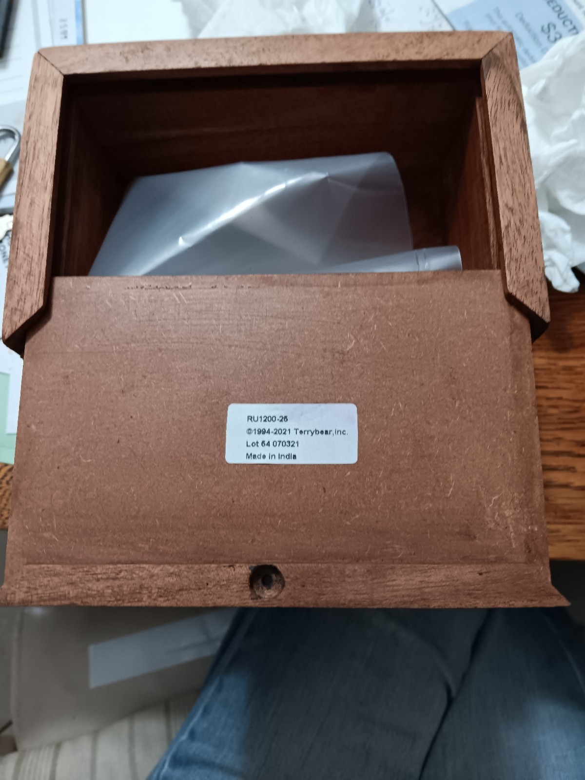NEW Terrybear Wood Box Pet Urn 5 1/2′ x 3 1/2″