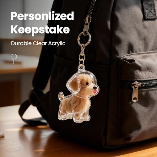 Dog Hair Keychain,Transparent Bottle for Fur,Dog Memorial Gifts for Loss,Pet