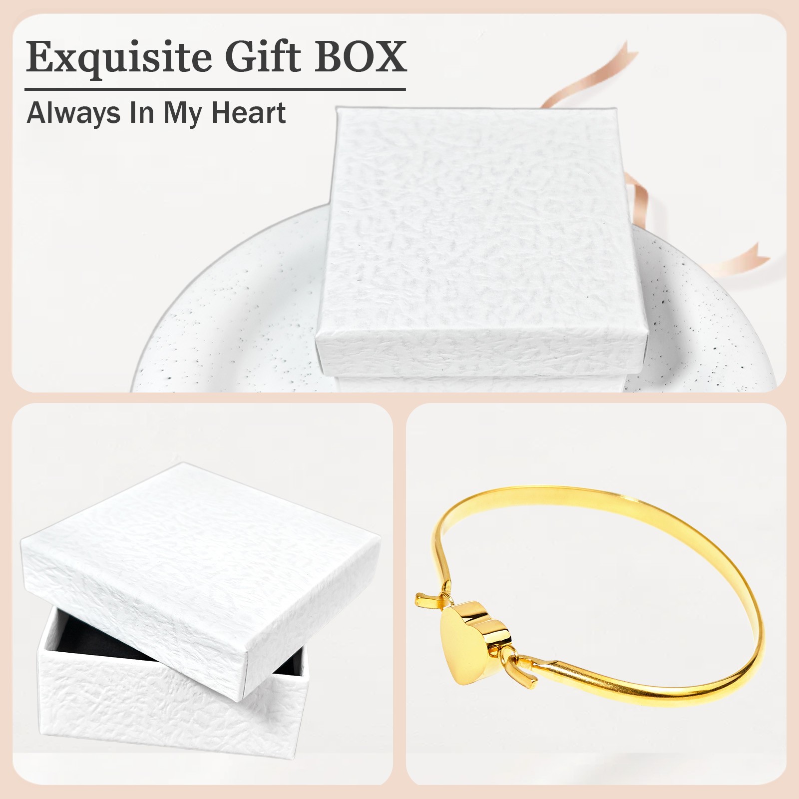 Heart Urn Bracelet For Cats&Dogs Ashes Stainless Steel Waterproof(Gold)