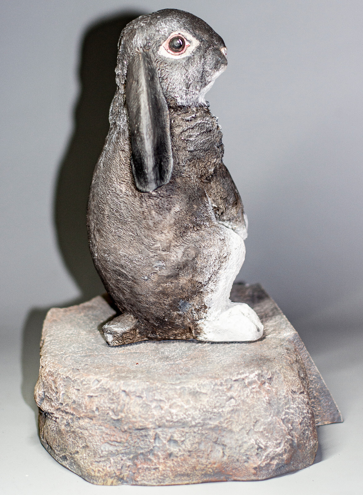 Black Lop Eared Rabbit Cremation Urn Pet Memorial Stone Statue Bunny Grave Decor