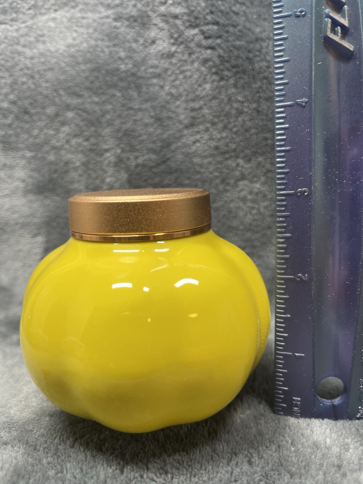 Fermus Memorial Pet Ash Urn with Metal Lid Yellow NEW