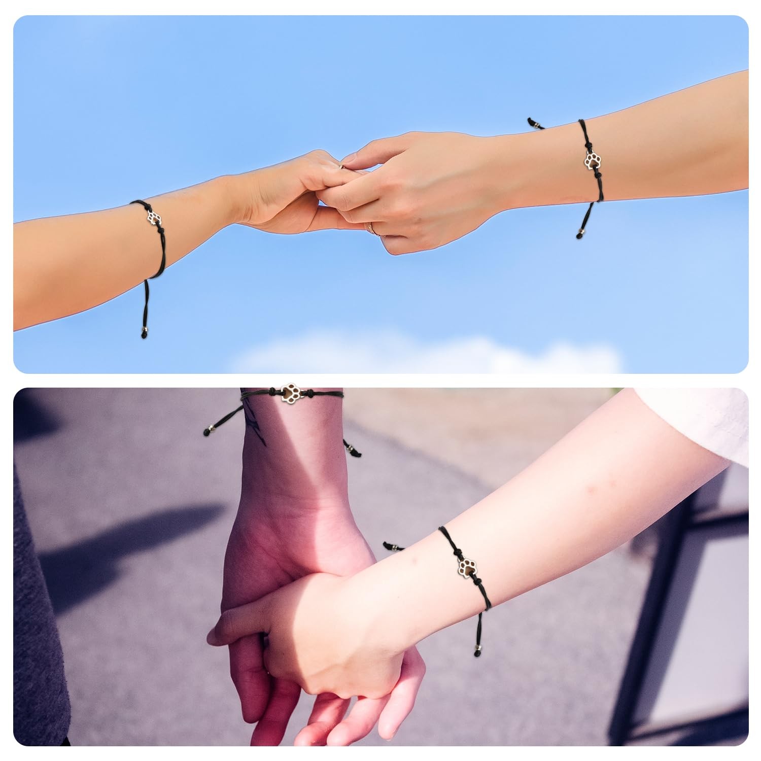 XIHIRCD 2pcs Cat Dog Memorial Bracelet Gift, Pet 12x9cm, black, silver