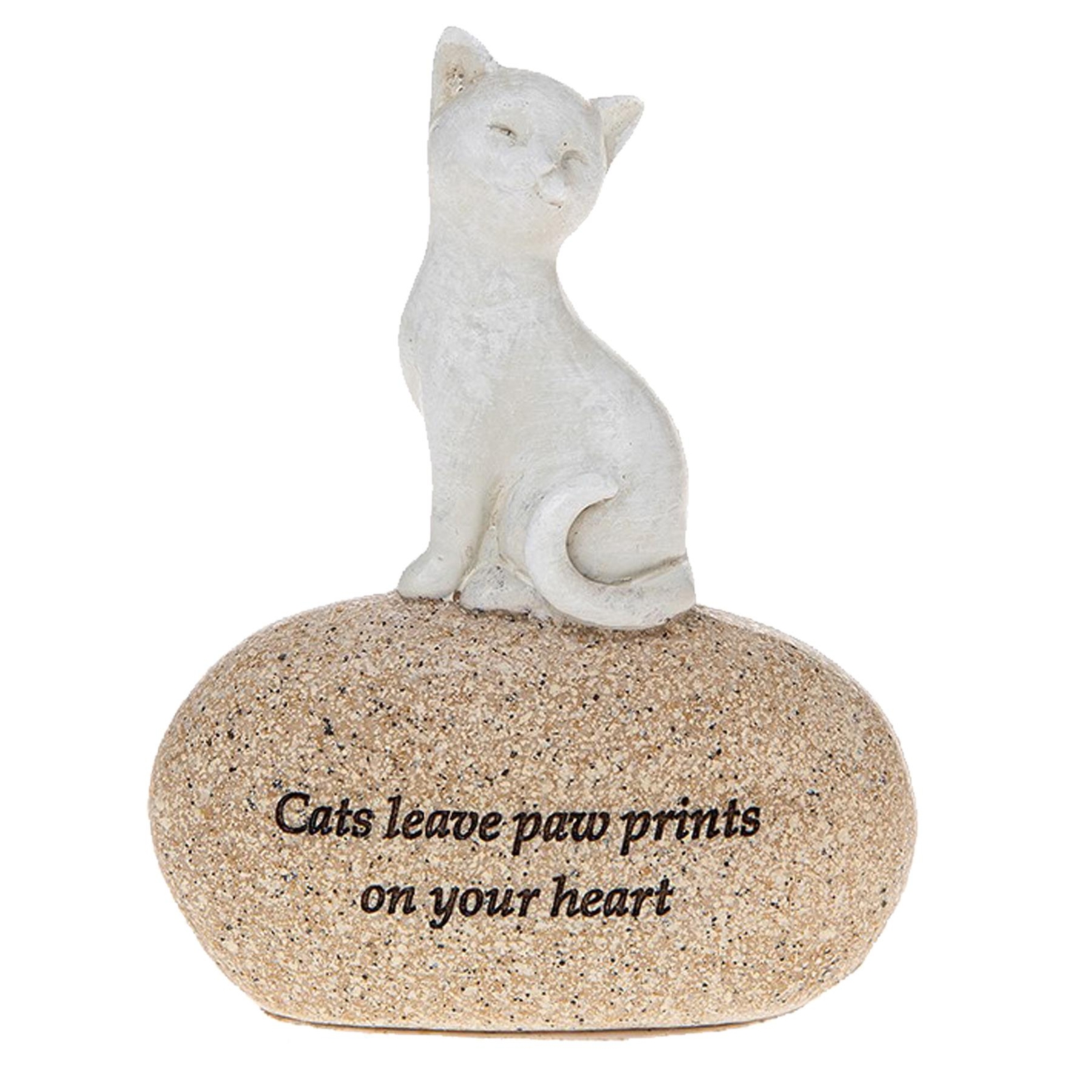 Pet Sentiment Stone Pebble Ornament Wording Cats Leave Paw Prints on your Heart