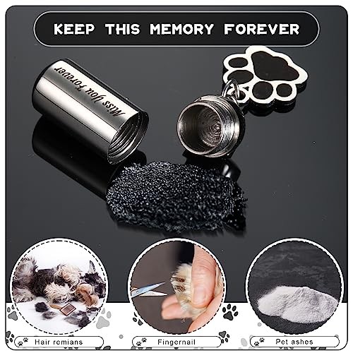 4 Pcs Pet Ashes Keepsake Keychain for Dog Urn with 4 Pcs Filling