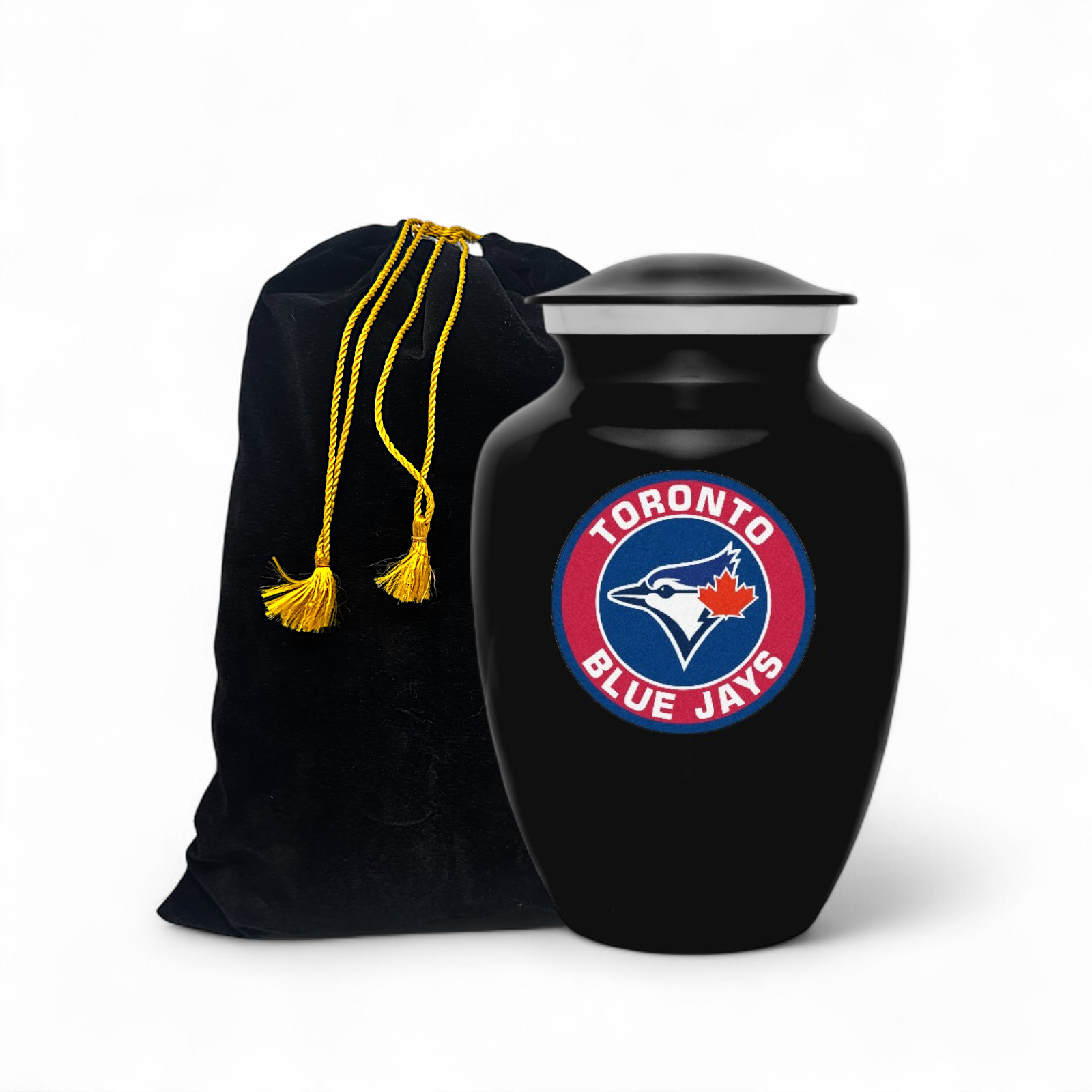 Toronto Blue Jays Baseball Style Cremation Urn Adult Ashes Metal 8 In Black Urns