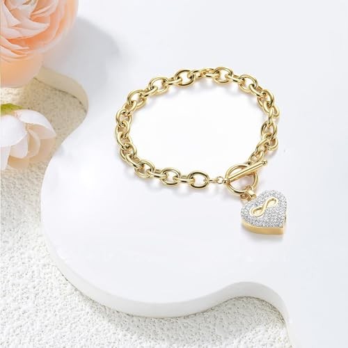 Infinity Heart Cremation Bracelet for Ashes – Stainless Steel Urn Bangles Gold