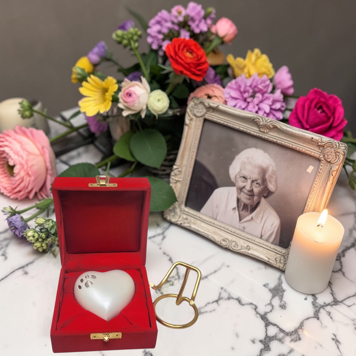 Custom Heart Pet Urn for Ashes Paw Print Engraved Dog Cat Memorial Keepsake