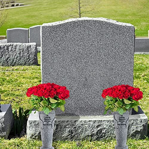 Cemetery Grave Flower Vase, Angel Wings Vase with Ground Spikes for 2 Pack