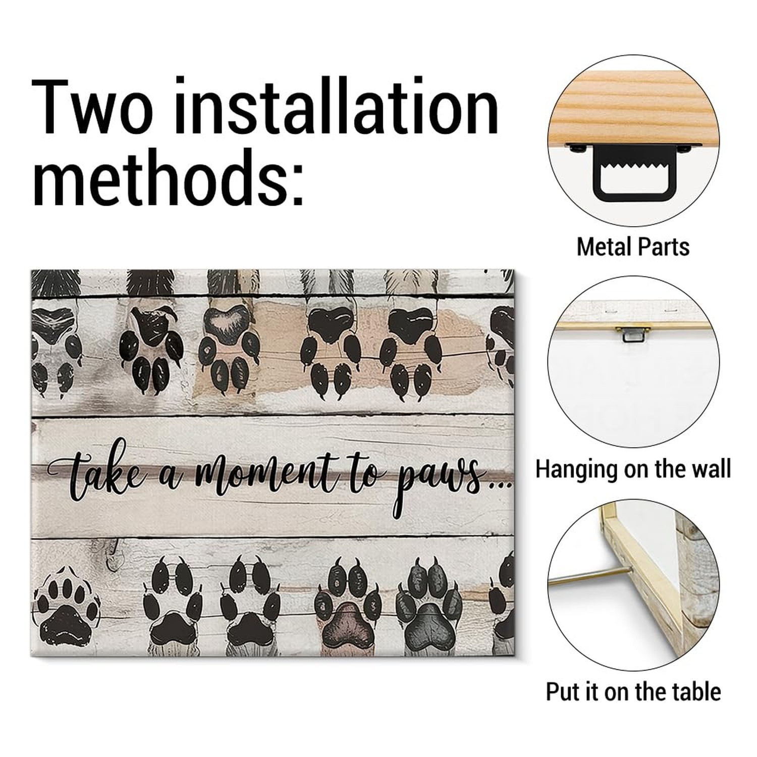 Dog Paw Canvas Wall Art Take a Moment to Paws Print Poster Framed Painting fo…