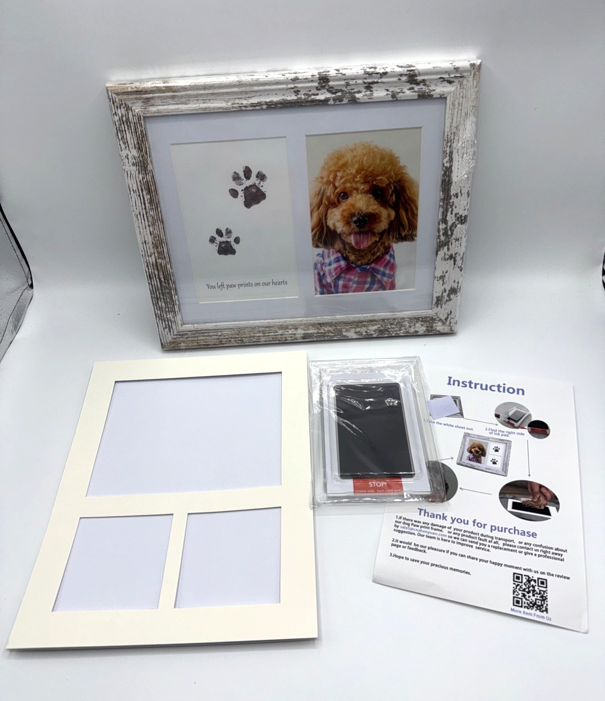 Pet Paw Print Photo Frame with Imprint Kit for Cats and Dogs