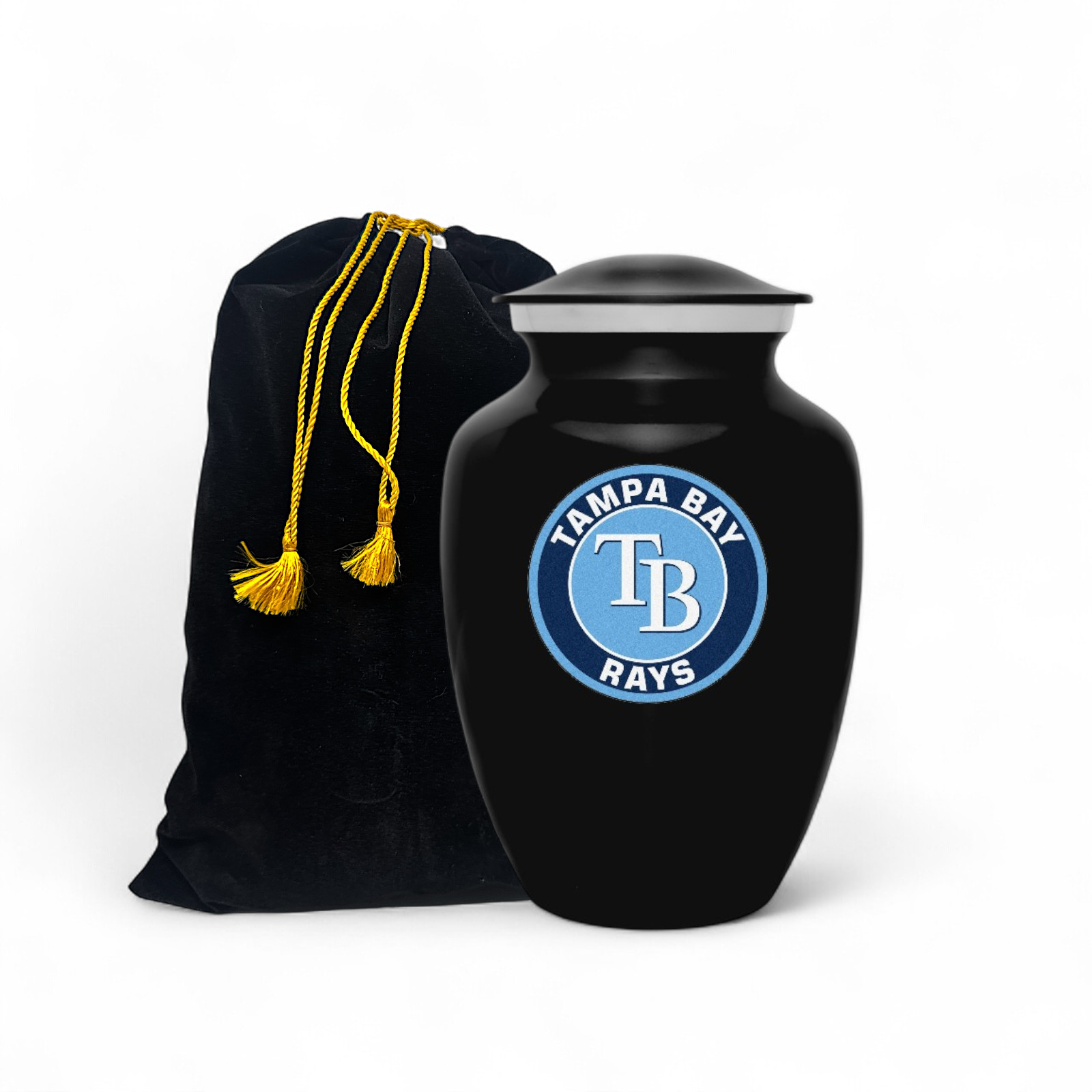 Tampa Bay Rays Baseball Style Cremation Urn Adult Ashes Black Metal 8 In Urns
