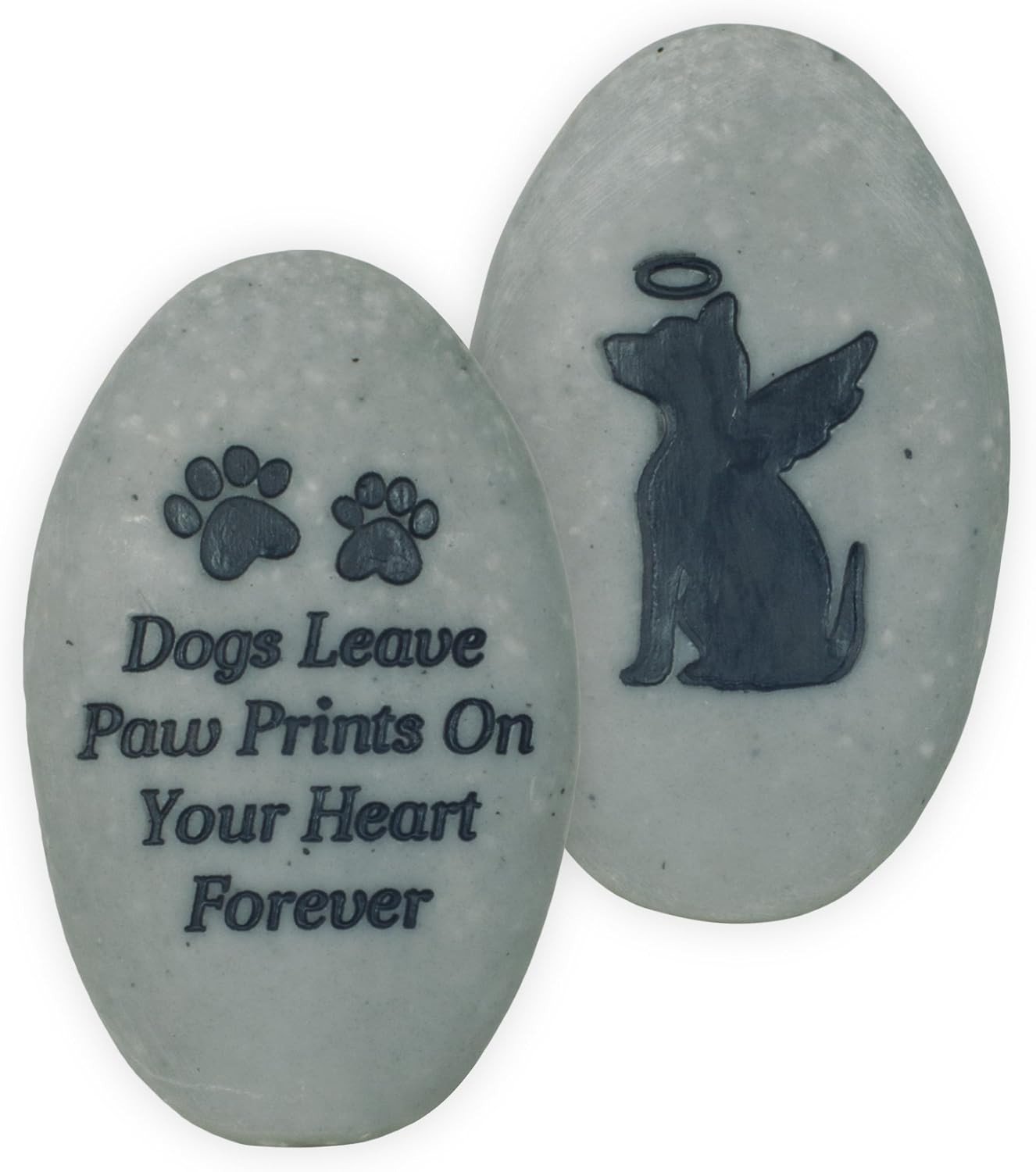Dogs Leave Paw Prints on Your Heart Forever Rainbow Bridge Pet Stone, Deep Grey