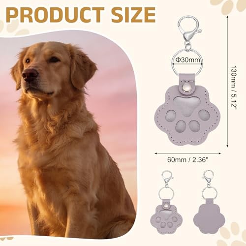 Pet Paw Print Keychain, Leather Pet Fur Storage Hair & Keepsake Pale Purple