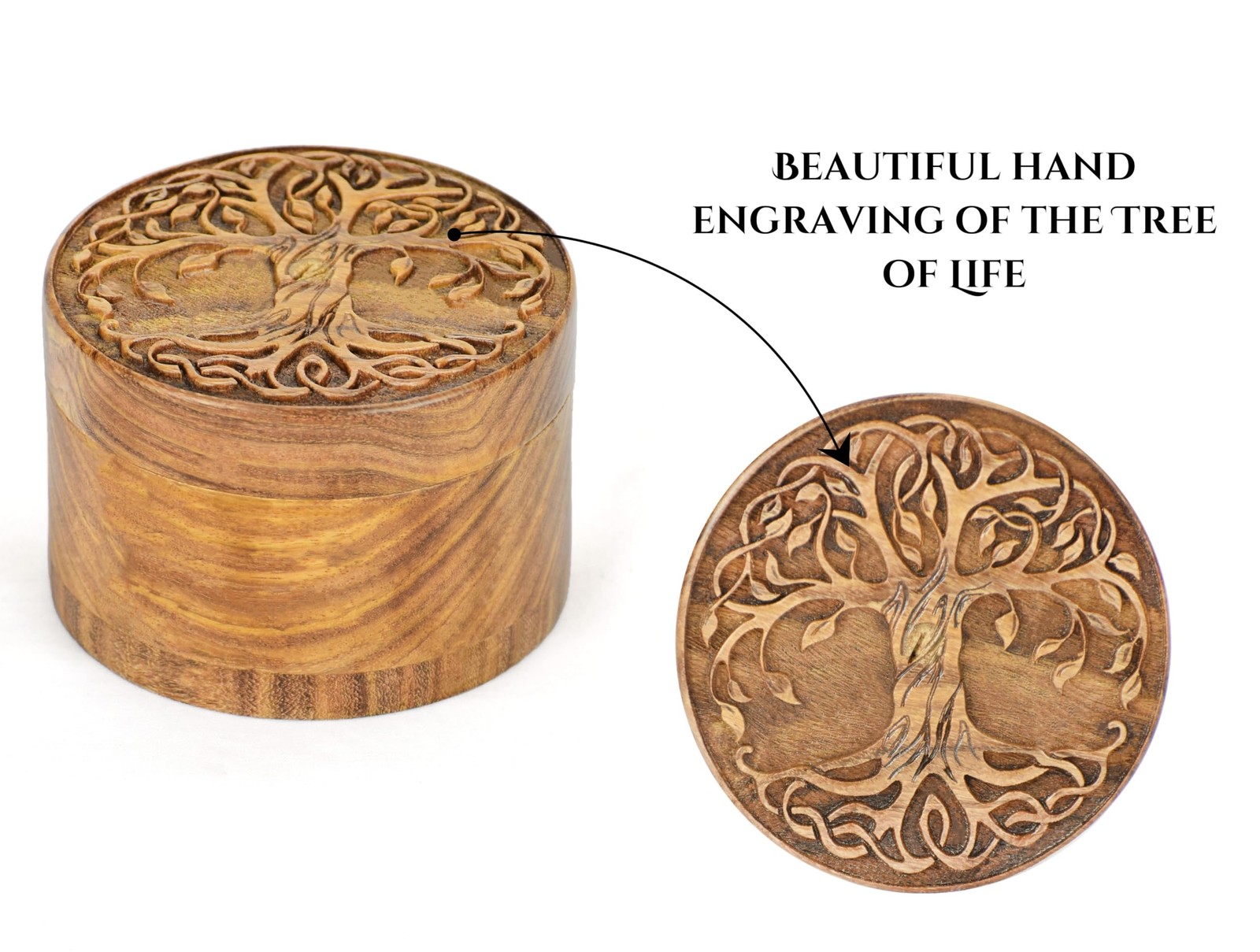 Small Wooden Urn for Human & Pet Ashes – Handcrafted Tree Small, Design