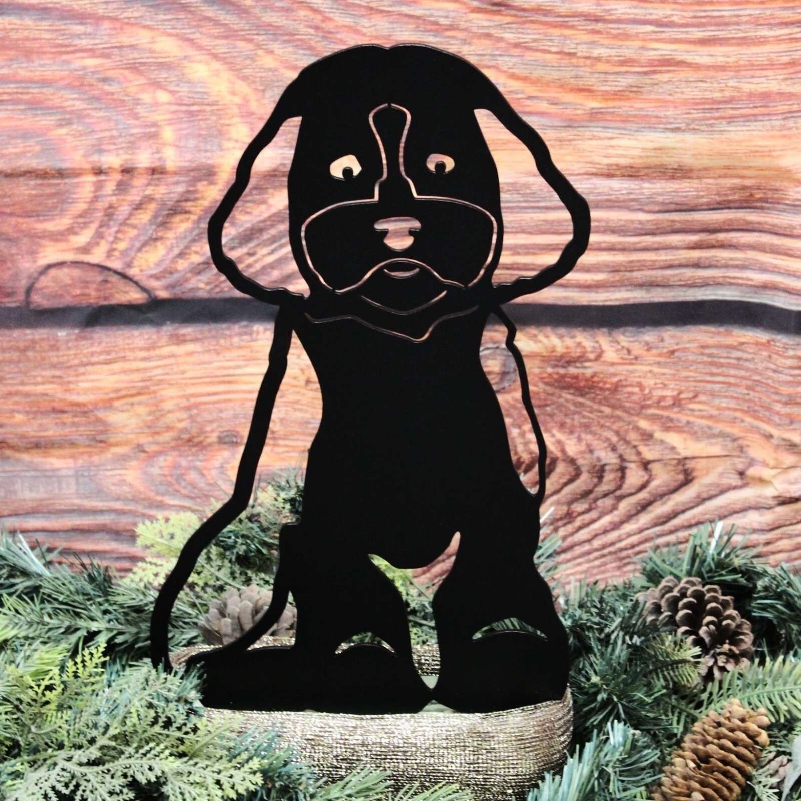 Cockapoo Black Metal Dog Silhouette