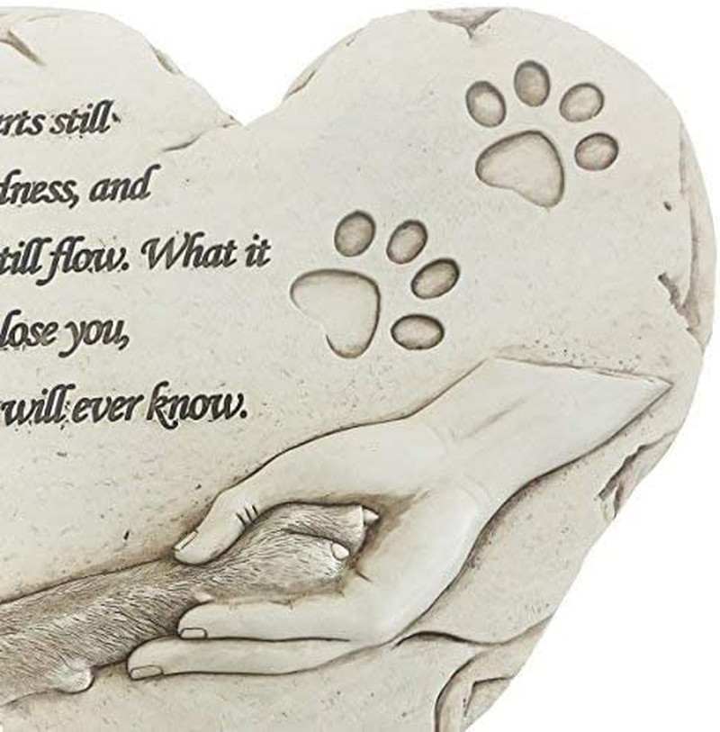 Heart Shaped Pet Memorial Stone Grave Marker for Dog or Cat, Pet Dog Garden Ston