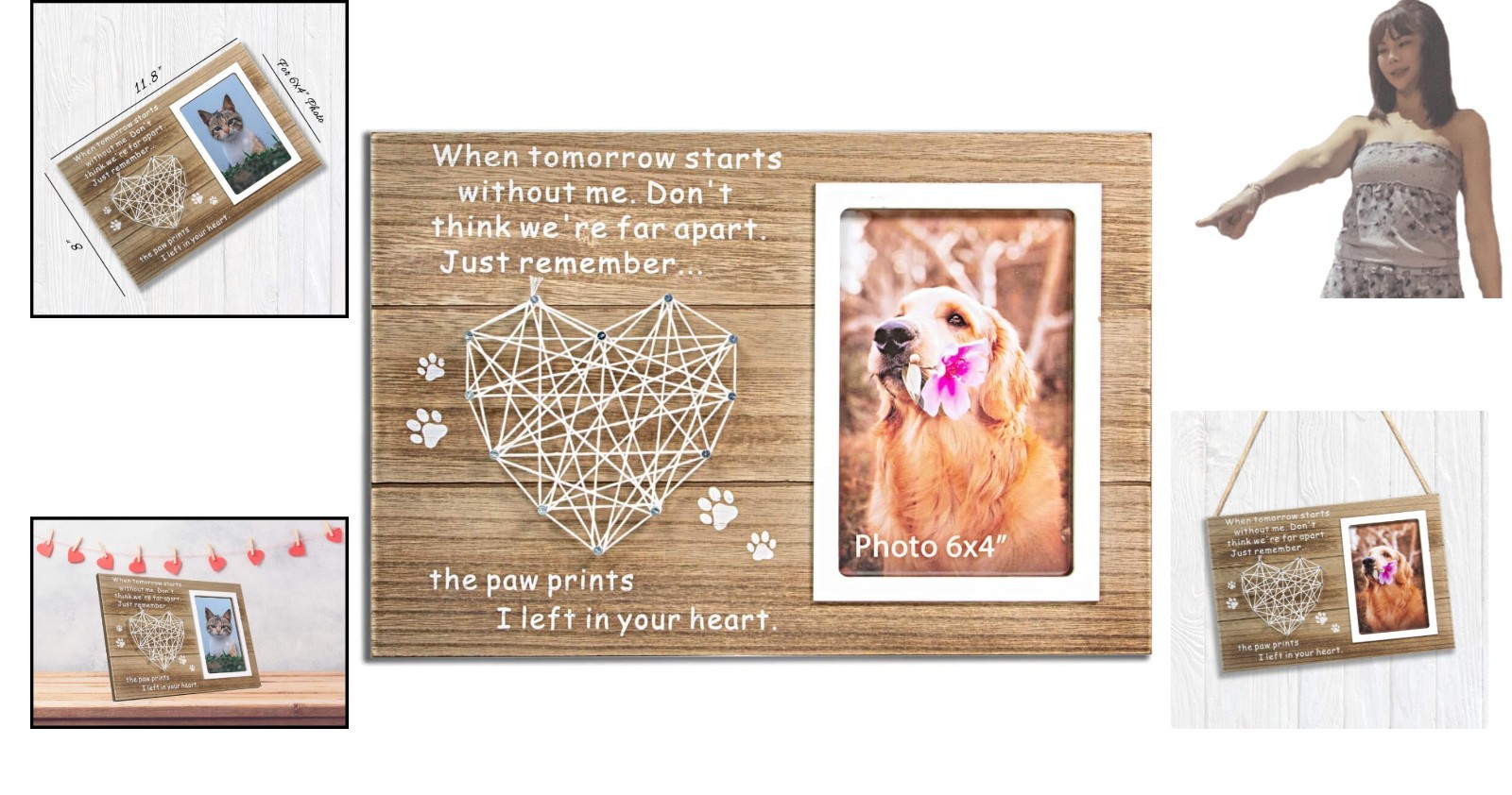 Textured Rustic Pet Memorial Frame – 4×6 Photo with Condolence Message