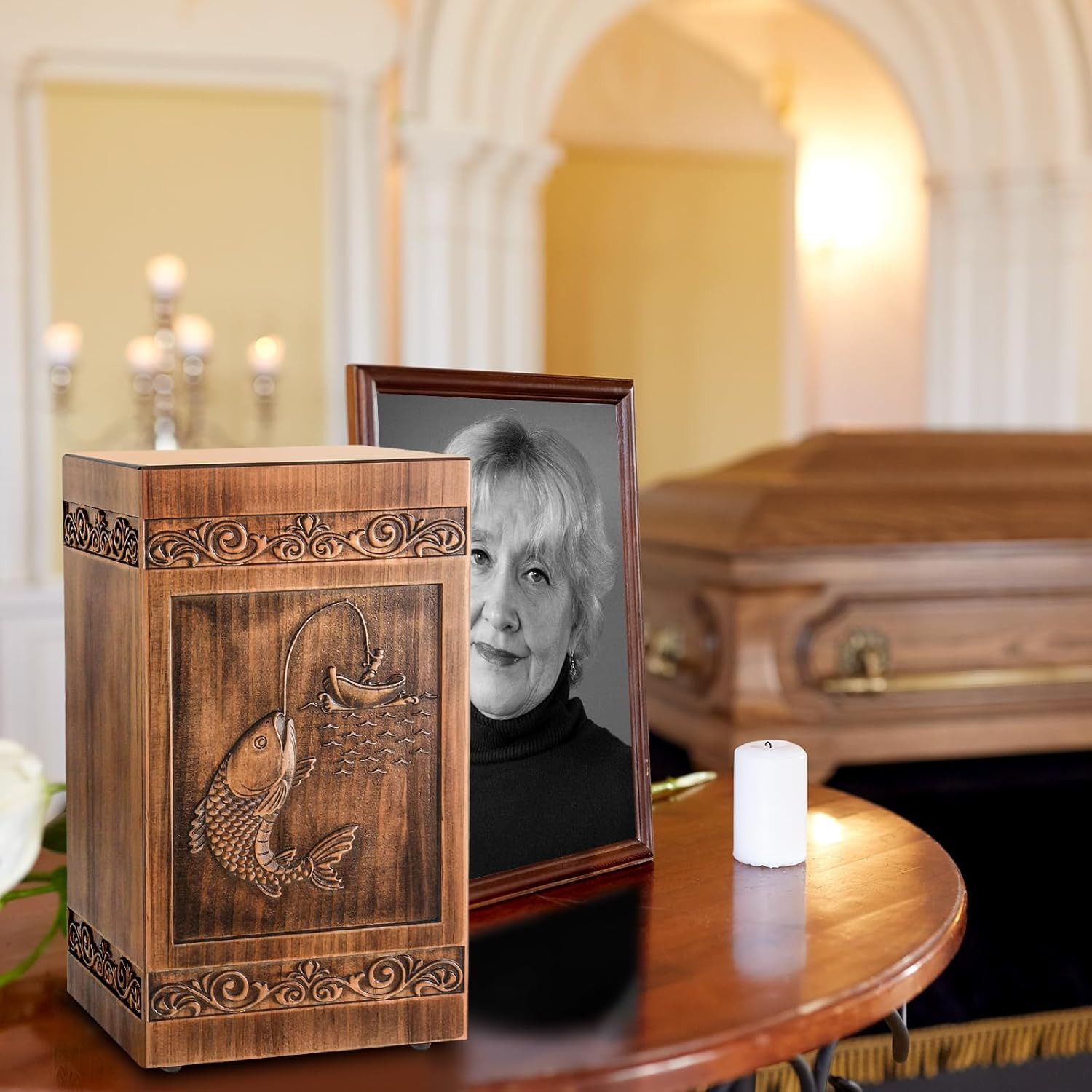 Wooden Urn for Ashes Adult Male Female, Cremation Urns for Human Ashes Adult Men