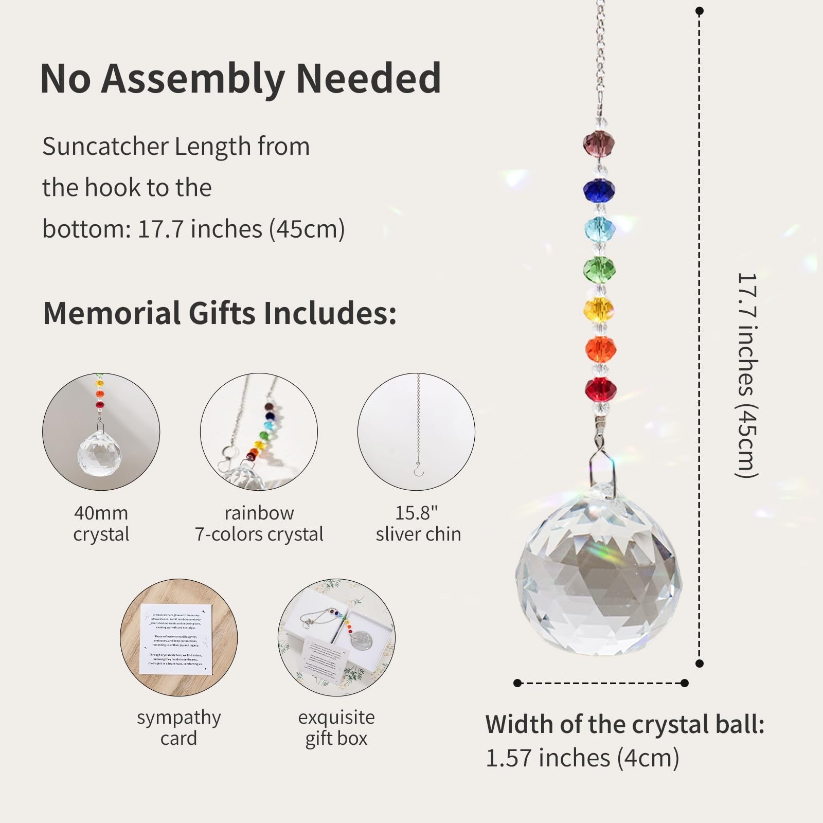 Sympathy Gifts for Loss of Loved One, Crystal Sun Catcher Rainbow Gifts, Uniq…