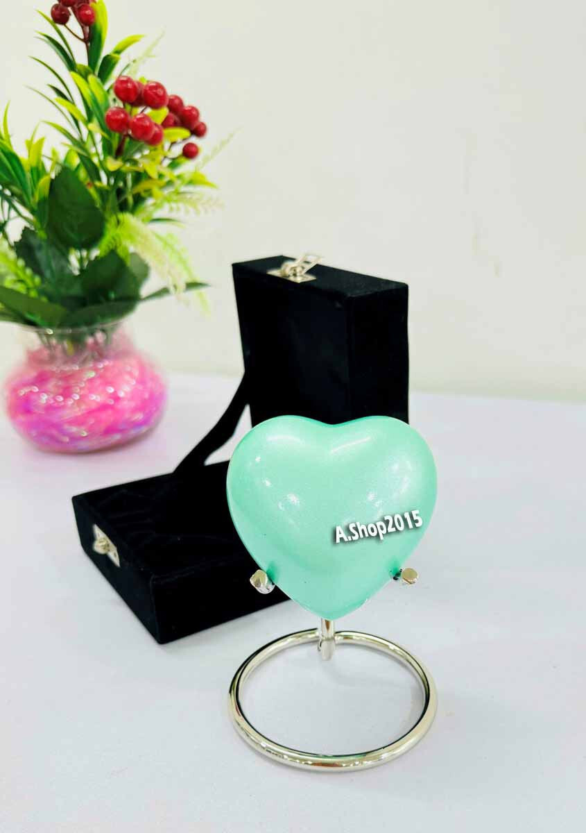 Small Purple Heart Keepsake Urn with Box & Stand Small Handcrafted Mini Memorial