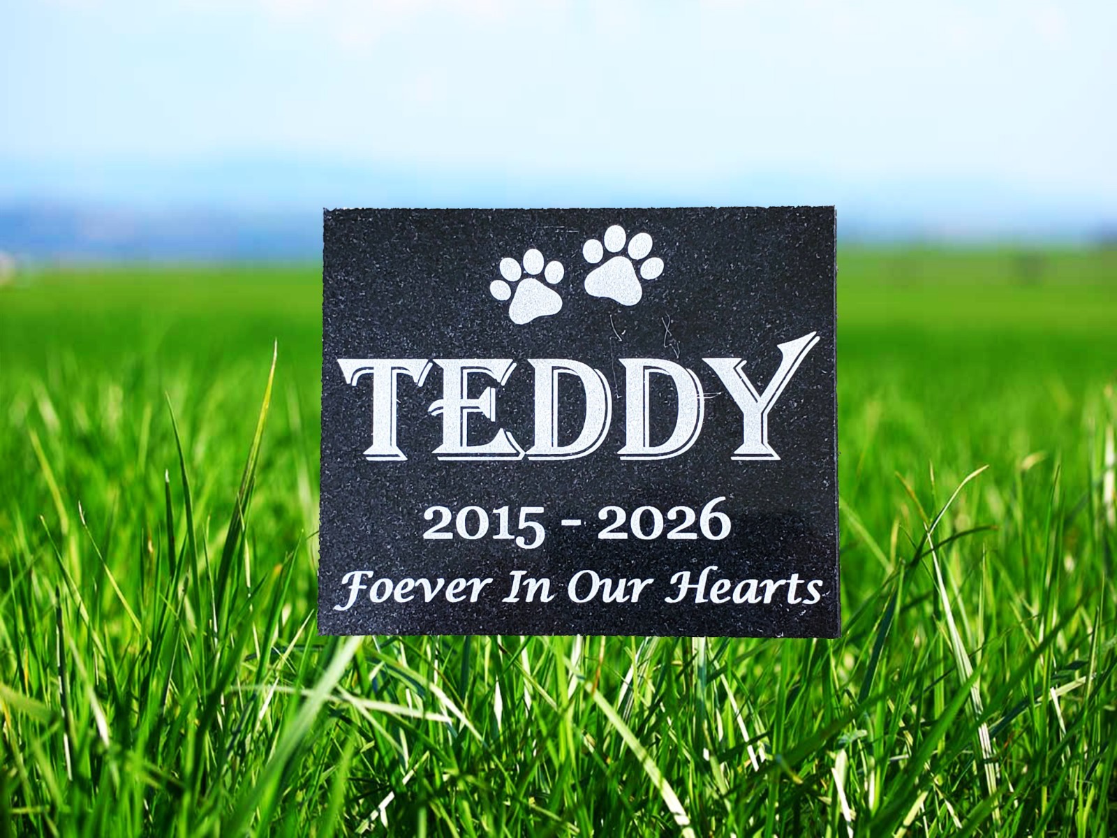 Grave Marker Headstone Garden Pet Memorial Burial Stone Granite Custom Plaque A8